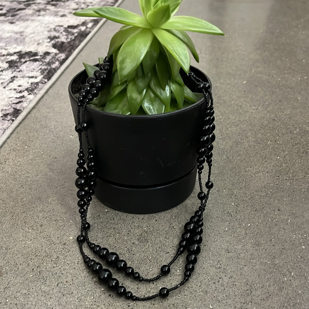 Black Long Bead Necklace